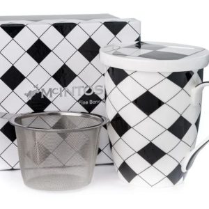 McIntosh Fine Bone China | Criss Cross Tea Mug w/Infuser