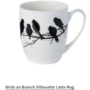 McIntosh Fine Bone China | "Bird on a Branch Silhouette" Latte Mug