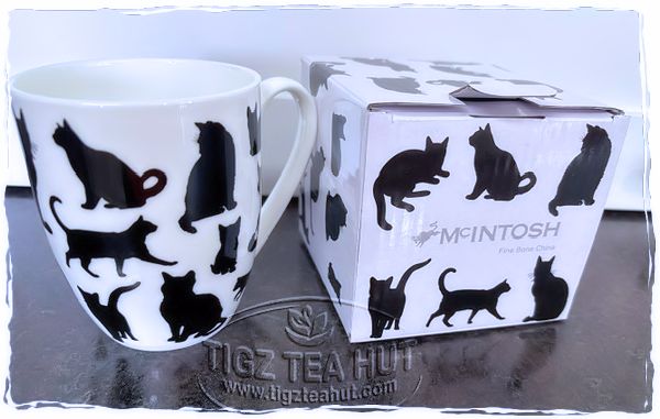 McIntosh Fine Bone China | "Black Cat Silhouette" Latte Mug