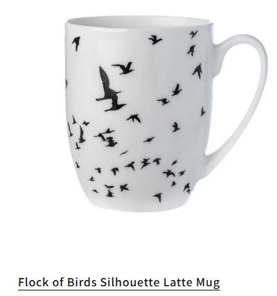 McIntosh Fine Bone China | "Flock of Birds" Silhouette Latte Mug