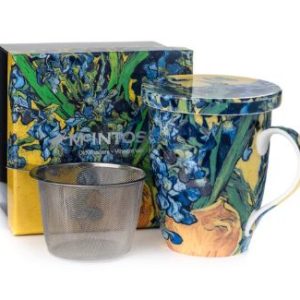 McIntosh Fine Bone China | Van Gogh "Irises" Tea Mug w/infuser & lid