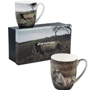 McIntosh Fine Bone China | Bateman "Lions" Mug Pair