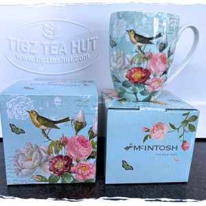 McIntosh Fine Bone China | "Bird Garden" Blue Latte Mug