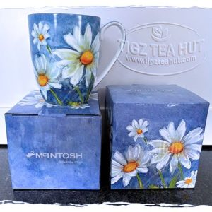 McIntosh Fine Bone China | "Morning Flowers - Daisy" Blue Latte Mug