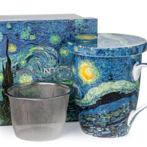 McIntosh Fine Bone China | Van Gogh "Starry Night" Tea Mug w/Infuser & Lid